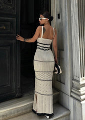 Knitted Contrast Trim Maxi Dress