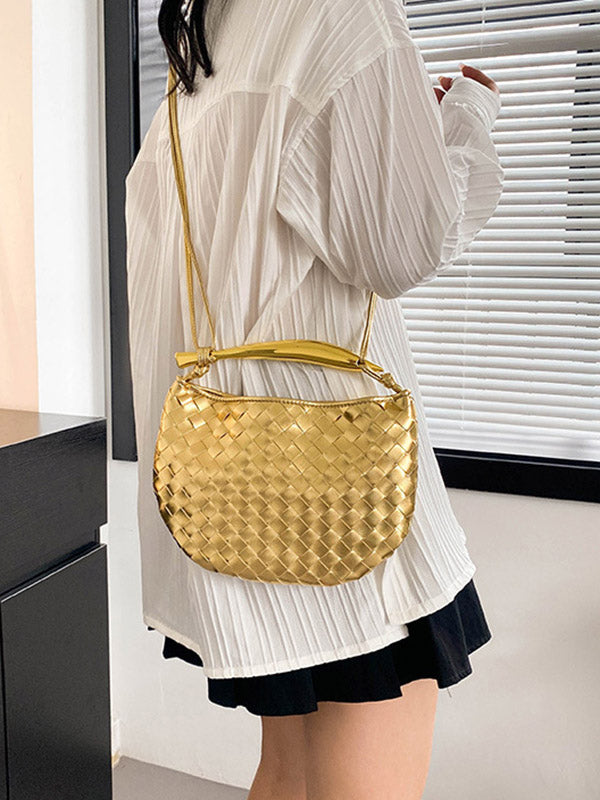 Geometric Shiny Woven Crossbody Bags Handbags