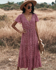 Burgundy-Bliss Boho Dress