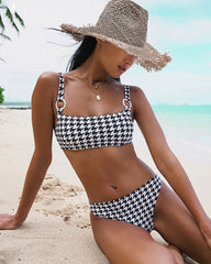 Houndstooth-Chic Bikini Set