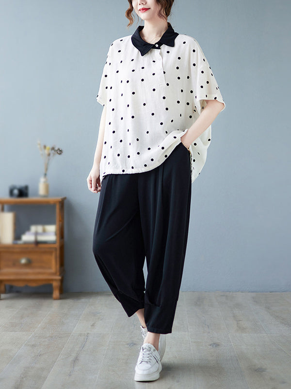 Artistic Retro Loose Polka-Dot Blouse