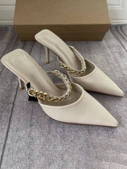 Pointed Chain Stiletto Heel Capped High Heels