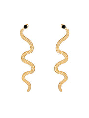 Geometric Rhine Stones Snake Shape Solid Color Drop Earrings