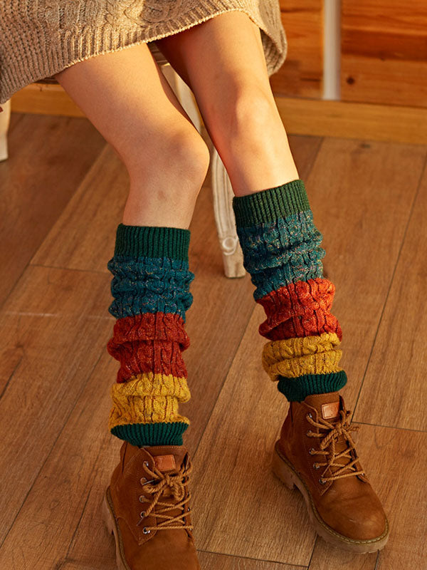 Casual Keep Warm Contrast Color Leg Warmers Accessories