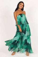 Elsie Printed Layered Strapless Maxi Dress