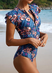 Tropical Escape Zip-Up One-Piece Swimsuit