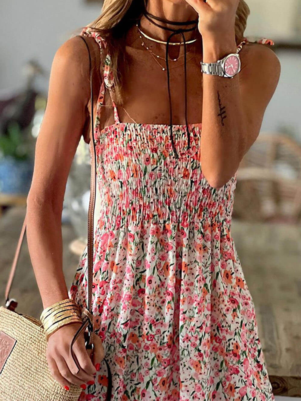 Bohemian Blossom - Floral Print Maxi Slip Dress