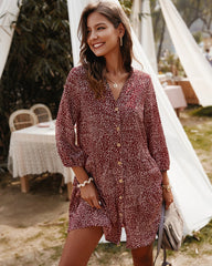 Ruby Dots - Long Sleeve Beach Dress