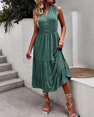 Verdancy Flow-Sleeveless Beach Dress