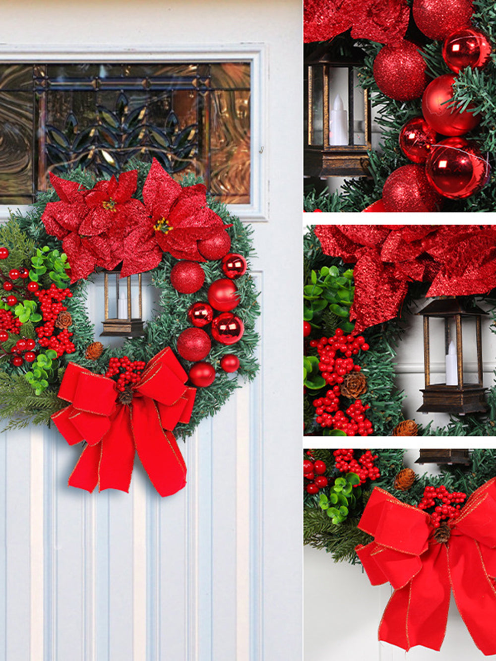 Christmas Wreath Oil Lamp Home Front Door Decoration