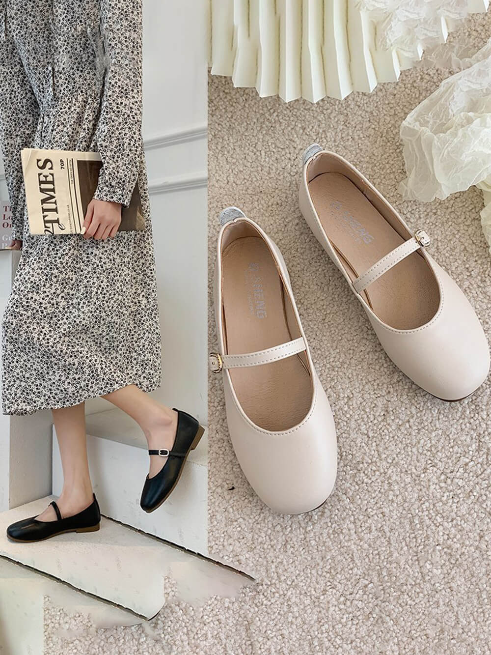 Casual Spring and Autumn Flat-soled Shallow-mouthed Toe Shoes