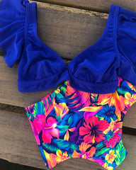 Floral High-Waist Bikini Set