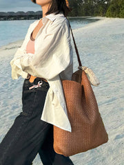 Vacation-Lazy-Straw Tote Bag