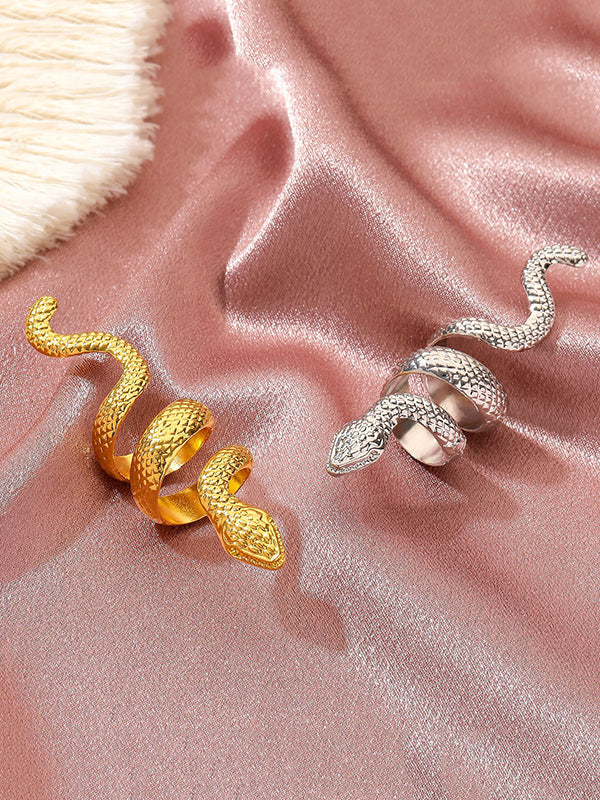 Snake Shape Solid Color Rings Accessories