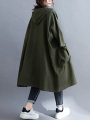 Loose Hooded Trench Long Coat