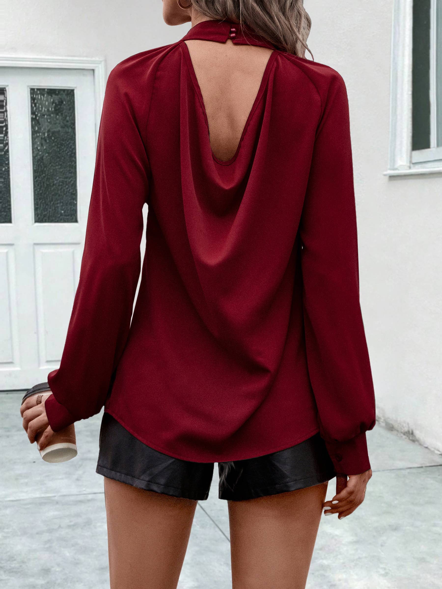 Women's Fashionable Open Back Casual Shirt