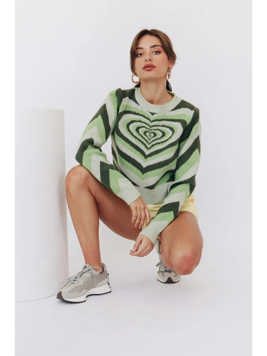 Smaibulun | Green Heart Ring Knit Top