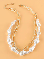 Fashionable Special-Shaped Imitation Pearl Beaded Necklace