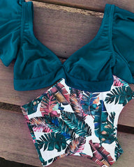 Tropical High-Waist Bikini Set