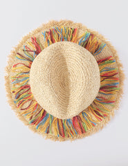 Colorful Cotton Rope Tassel Straw Hat