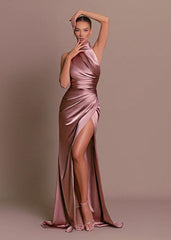 Graceful Halter Neck Satin Dress