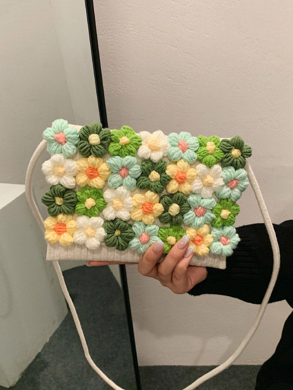 Flower Print Knitted Flower Bags Crossbody Bags