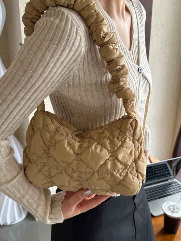 Drawstring Pleated Split-Joint Shoulder Bags Handbags