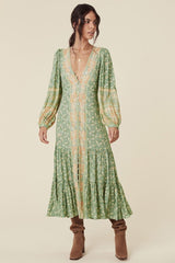 Ina Splice Printed Button Up Maxi Gown Dress