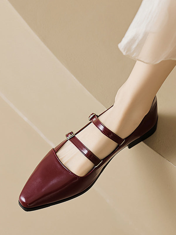 Pointed-Toe Shallow Cut Split-Joint Flat Shoes