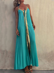 Isla - Turquoise Halter Maxi Dress