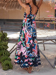 Printed Suspender Maxi Dress