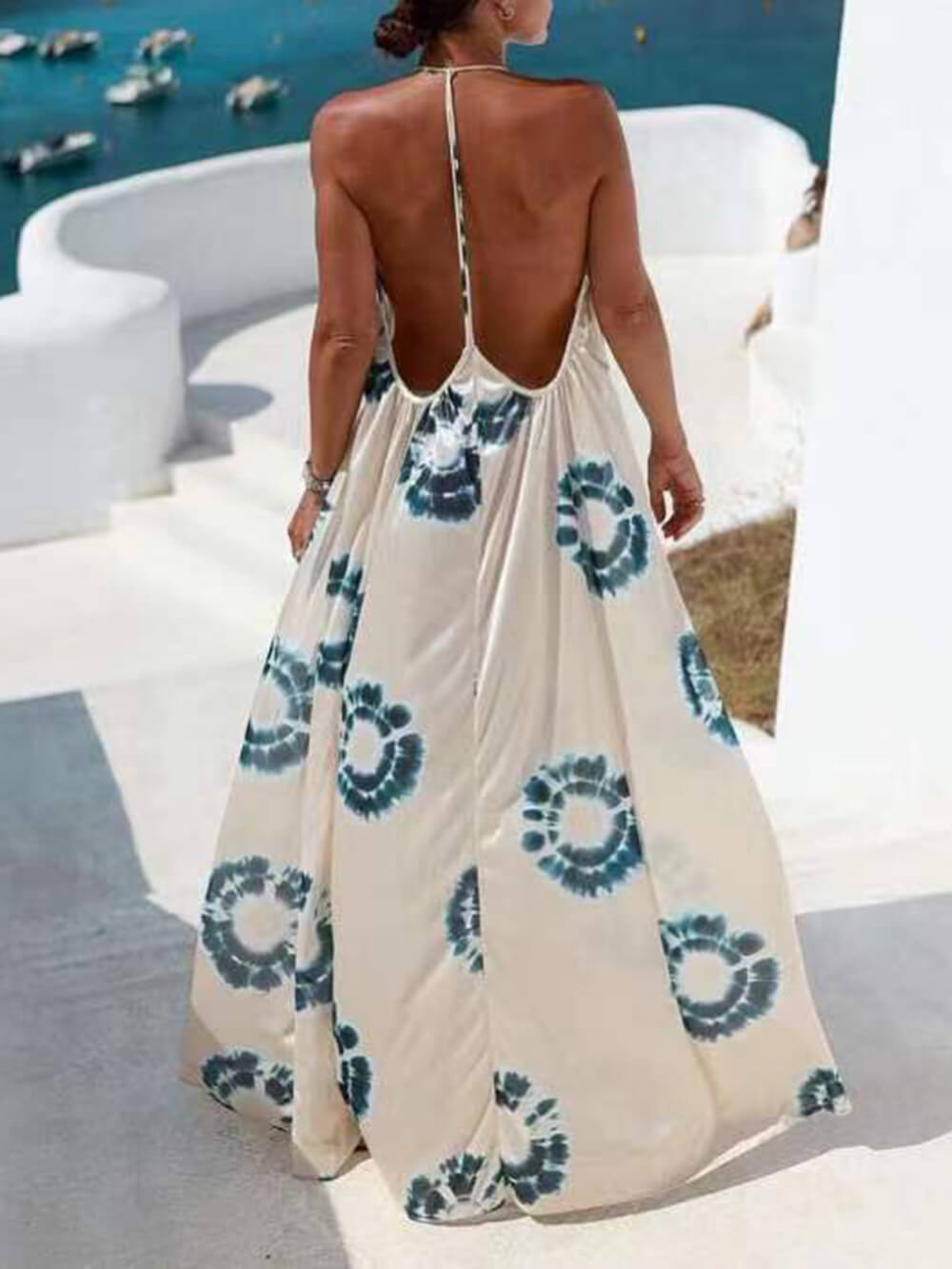 Santorini Breeze - Tie-Dye Maxi Dress