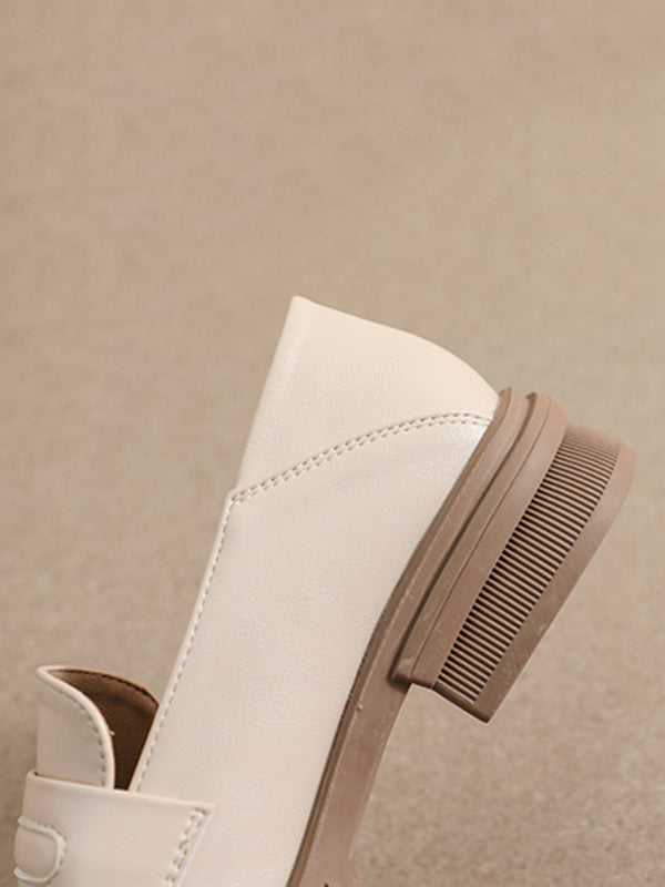 Round-Toe Split-Joint Loafers Platform Shoes