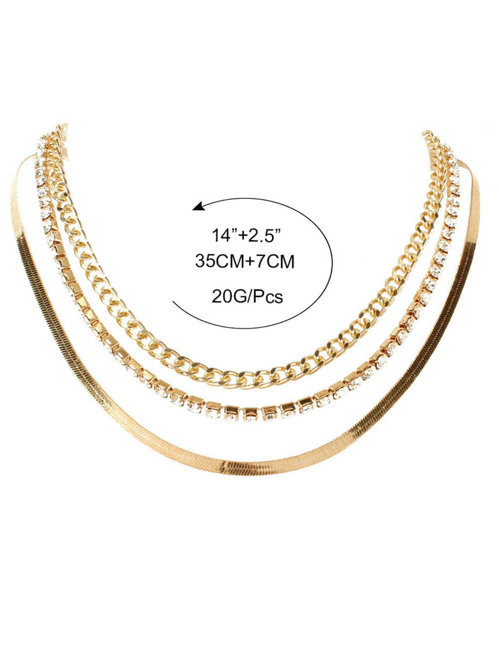 Simple Multi-Layer Chain Diamond Geometric Clavicle Necklace