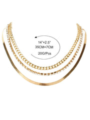 Simple Multi-Layer Chain Diamond Geometric Clavicle Necklace