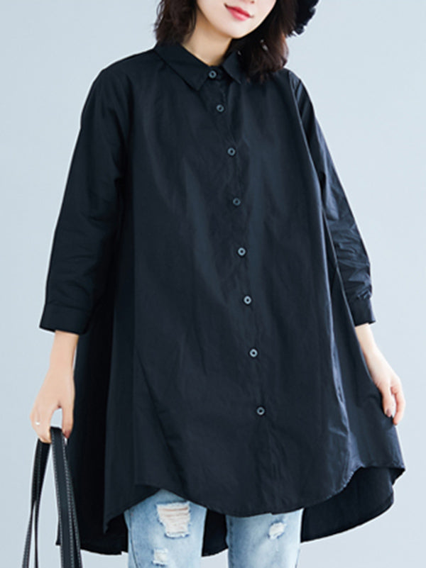 Original Irregularity Solid Blouses&Shirts