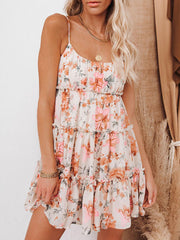 Halter Simple Printed Chiffon Dress