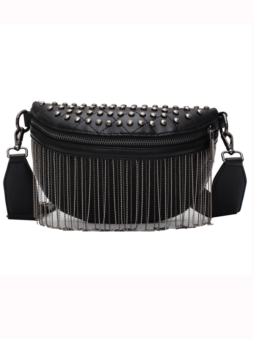 Studded Tassel Crossbody Belt Bag