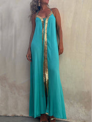 Isla - Turquoise Halter Maxi Dress