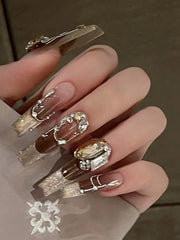 Detachable Rhine Stones Press-On Nails