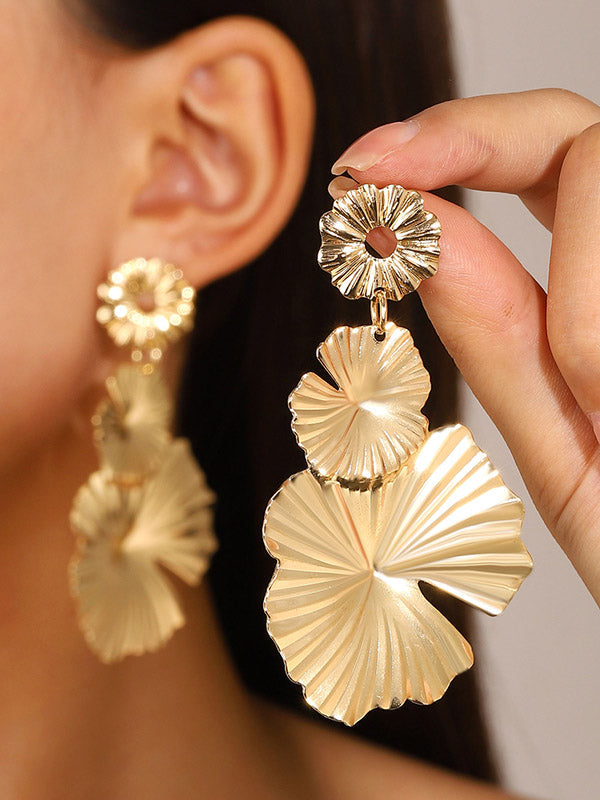 Flower Shape Solid Color Drop Earrings