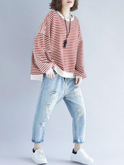 Loose Striped Split-joint Sweatshirt