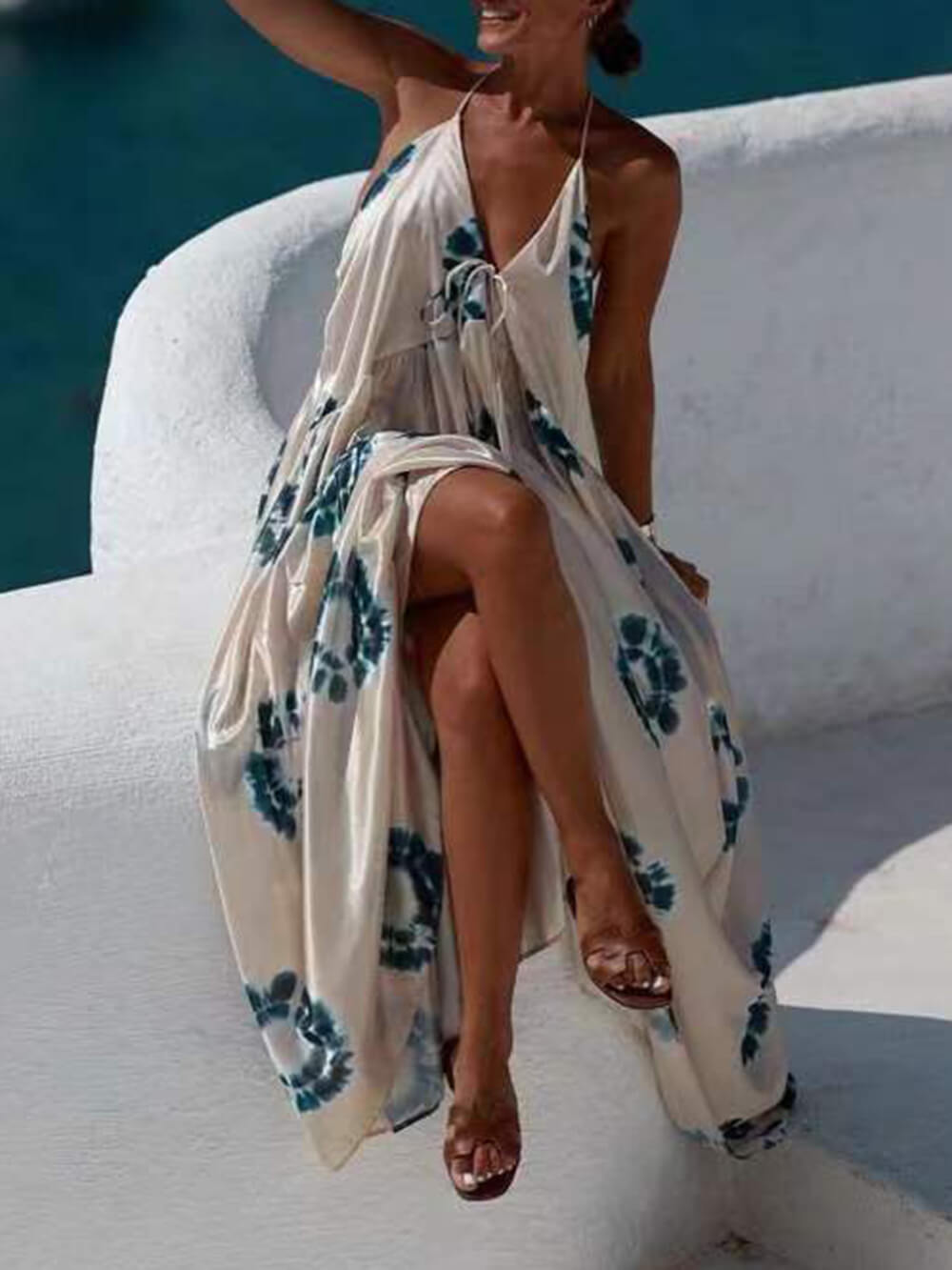 Santorini Breeze - Tie-Dye Maxi Dress