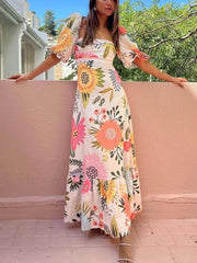 Marigold Bliss - Sunburst Floral Maxi Dress