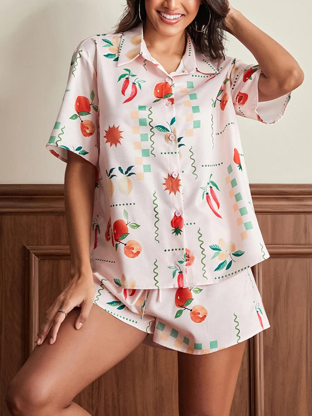 Loose Floral Print Pajama Set