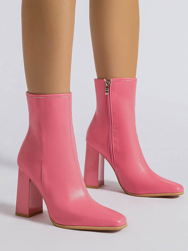 Pointed-Toe Split-Joint Zipper Boots Pumps