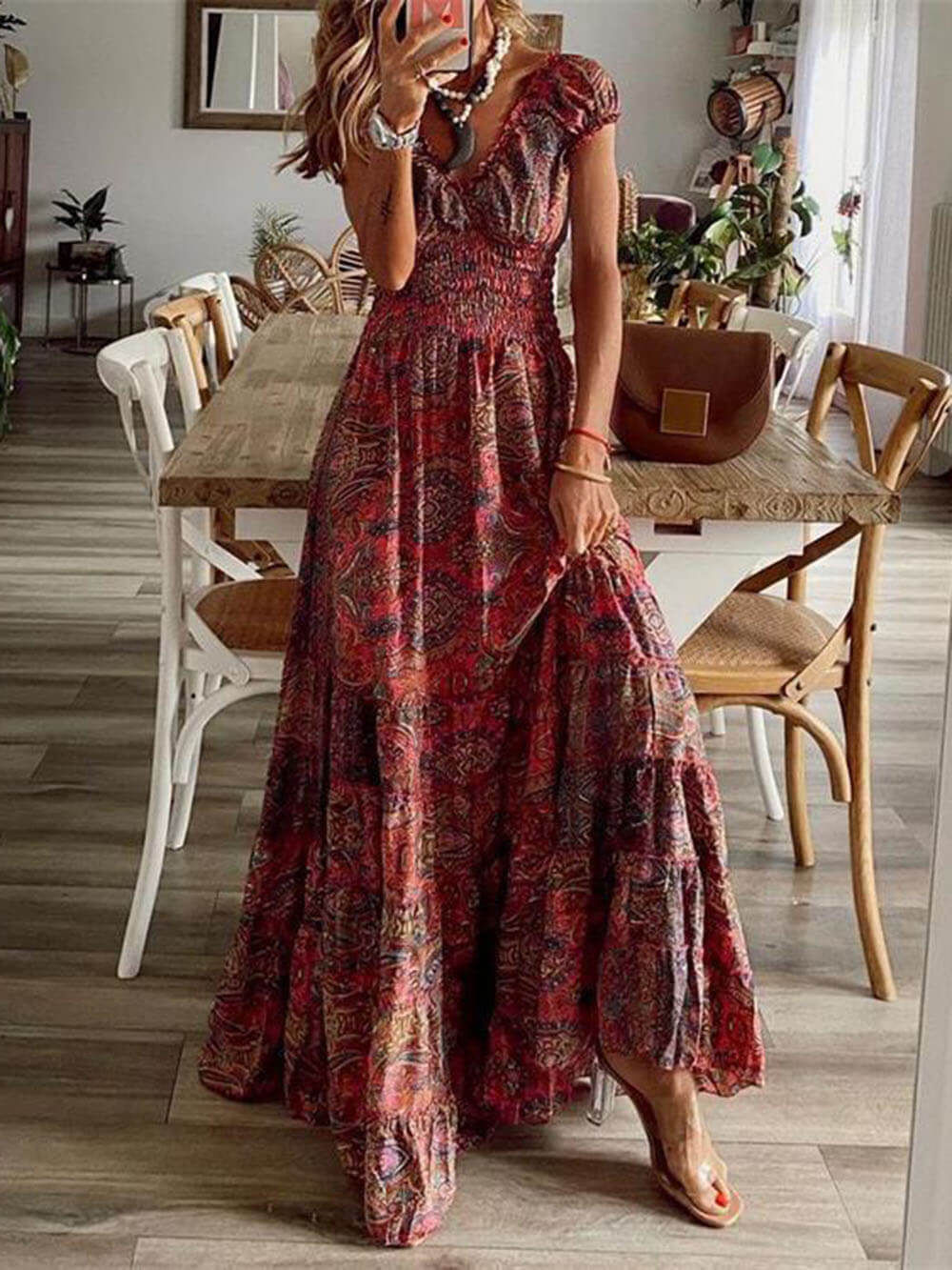 Bohemian Blossom - Sleeveless Floral Maxi Dress