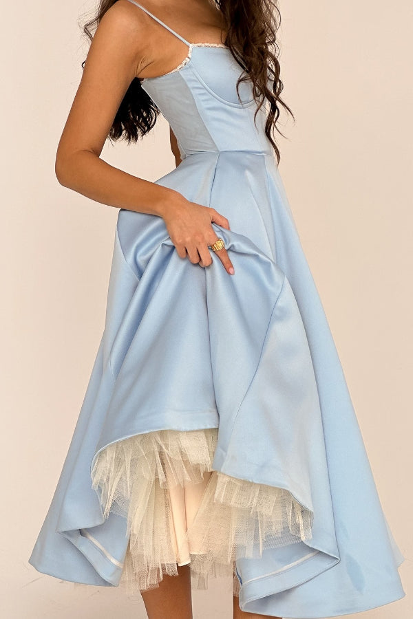 Suspender V-Neck Sleeveless Tutu Maxi Dress