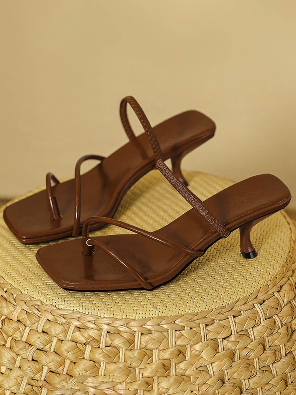 French Clip-On Fine Heeled Back Tripping Strap Two Wear Shoes