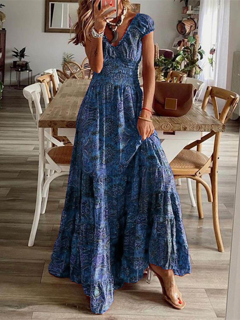 Bohemian Blossom - Sleeveless Floral Maxi Dress